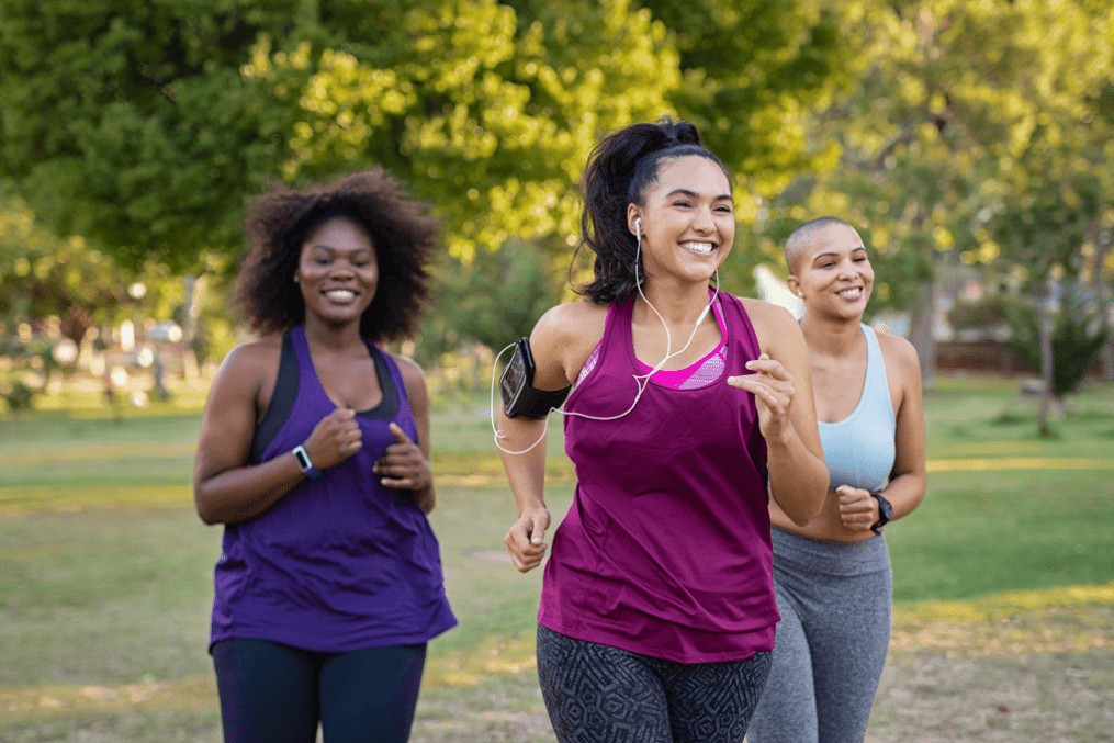 Three women jogging